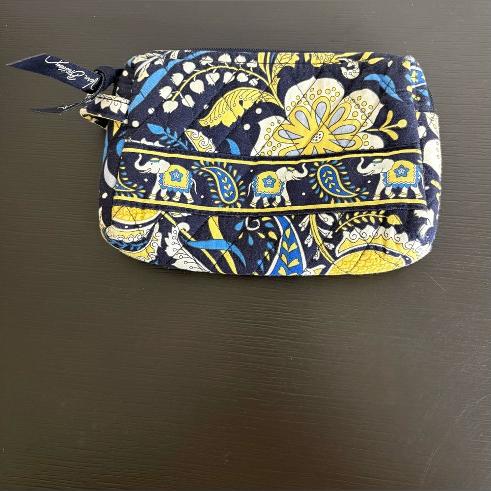 Vera Bradley quilted bag “Ellie Blue” elephants and paisley pattern.  Retired PO